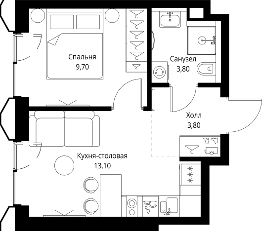 Купить однокомнатную квартиру в новостройках в ЖК VEER в Москве. Вариант № 10380669, 0, площадь -  квм, цена 23651200 рублей