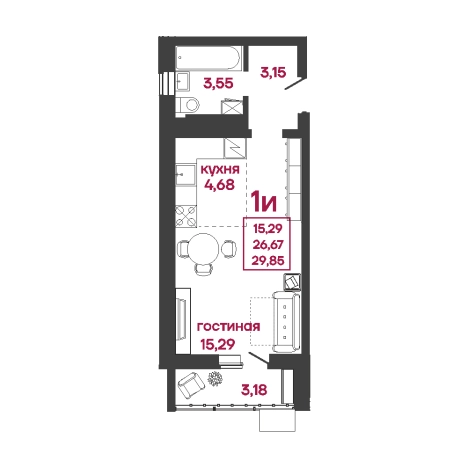 Купить Студию на улице Баталина в Пензе. Вариант № 86273, 0, площадь -  квм, цена 4350000 рублей