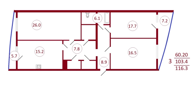 Купить трехкомнатную квартиру в ЖК ЖД на ул. Дзержинского в Воронеже. Вариант № 85537, 0, площадь -  квм, цена 17600000 рублей