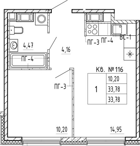 Купить однокомнатную квартиру в новостройках у метро Звёздная в Санкт-Петербурге. Вариант № 5585816, 0, площадь -  квм, цена 7559964 рублей