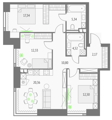 Купить трехкомнатную квартиру у метро Бутырская в Москве. Вариант № 152090, 0, площадь -  квм, цена 43568089 рублей