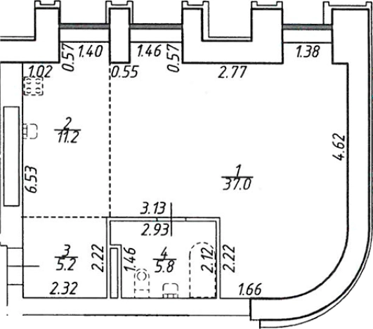 . Вариант № 7713670, 0, площадь - 59.2 квм, цена 16843200 рублей