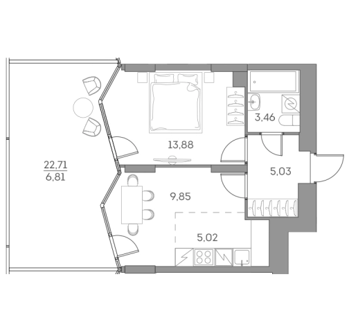 Купить квартиру в ЖК Аквилон Beside 2.0 в Москве. Вариант № 842071, 0, площадь - квм, цена 19412414.0000 рублей