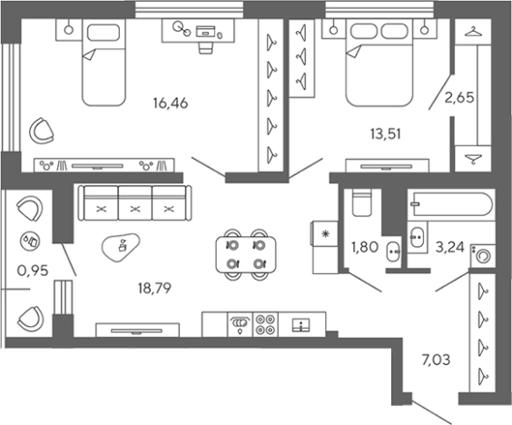 Купить двухкомнатную квартиру в ЖК «Эко Квартал Гармония» в Ленинградской области. Вариант № 7827966, 0, площадь - квм, цена 9406780 рублей