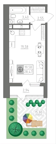 Купить Студию в Тульской области. Вариант № 71854, 0, площадь -  квм, цена 3244726 рублей