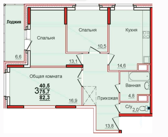 Купить трехкомнатную квартиру в Тульской области. Вариант № 78308, 0, площадь -  квм, цена 6429500 рублей
