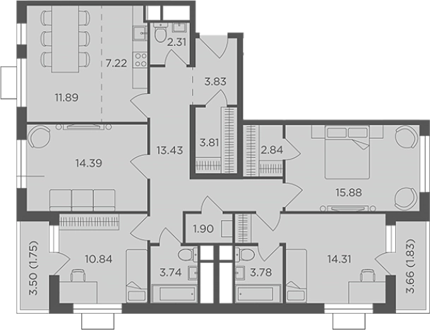 Купить четырехкомнатную квартиру в Московской области. Вариант № 112024, 0, площадь -  квм, цена 24900000 рублей