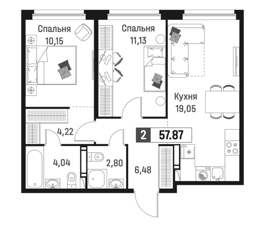 Купить трехкомнатную квартиру у метро Девяткино в Мурине. Вариант № 6867395, 0, площадь -  квм, цена 10968485 рублей