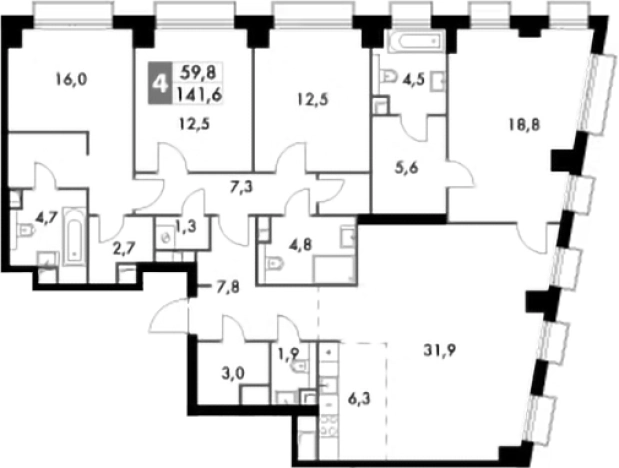 Купить квартиру в ЖК Sydney City в Москве. Вариант № 96237, 0, площадь - квм, цена 103025894.0000 рублей