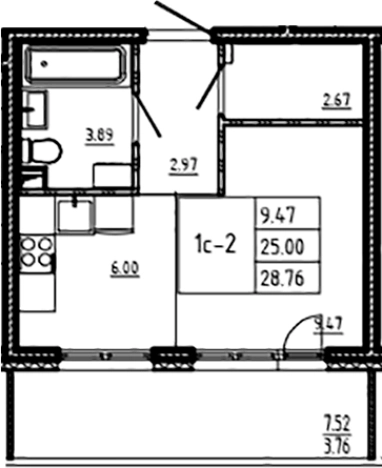 Купить Студию у метро Проспект Ветеранов в Ленинградской области. Вариант № 6854982, 0, площадь -  квм, цена 6425214 рублей