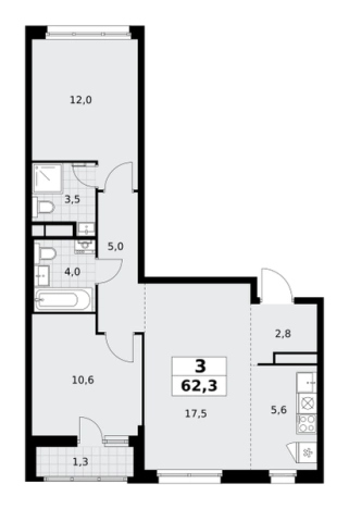 Купить трехкомнатную квартиру у метро Аэропорт Внуково в Москве. Вариант № 1931017, 0, площадь -  квм, цена 19466881 рублей