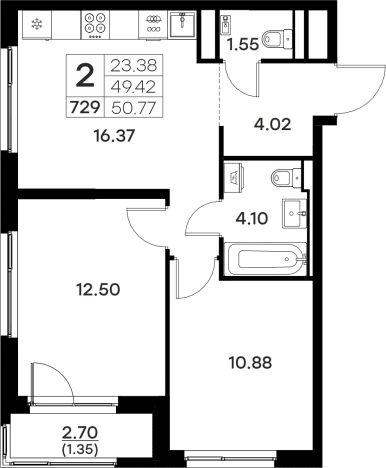 Купить квартиру в ЖК Glorax Октябрьский в Владимире. Вариант № 134247, 0, площадь -  квм, цена 7959999 рублей