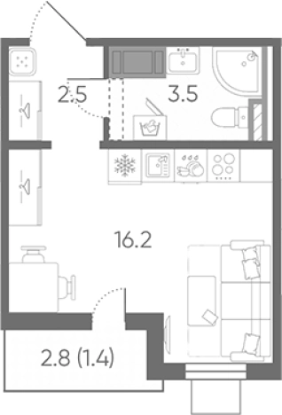 Купить Студию в новостройках в районе Красногвардейский в Санкт-Петербурге. Вариант № 8092843, 0, площадь -  квм, цена 4338978 рублей