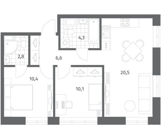 Купить трехкомнатную квартиру в ЖК NEWПИТЕР в Ленинградской области. Вариант № 5258532, 0, площадь -  квм, цена 10040000 рублей