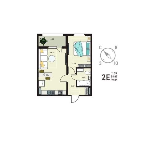 Купить квартиру в ЖК Зеленый Квартал Бабяково в Воронежской области. Вариант № 155009, 0, площадь -  квм, цена 4145260 рублей