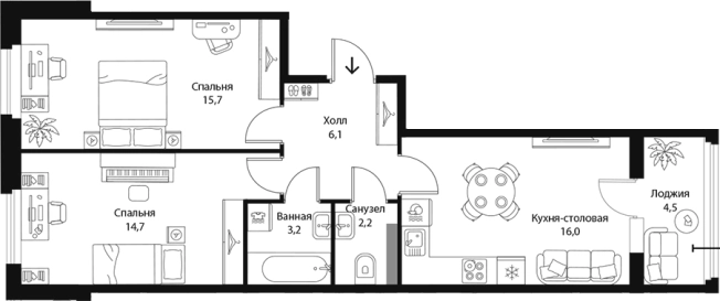 Купить трехкомнатную квартиру в ЖК Экография в Ленинградской области. Вариант № 7829602, 0, площадь -  квм, цена 13725600 рублей