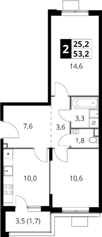 Купить двухкомнатную квартиру в ЖК 1-й Шереметьевский в Химках. Вариант № 9824264, 0, площадь -  квм, цена 15640590 рублей