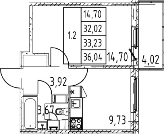 Купить однокомнатную квартиру у метро Девяткино в Мурине. Вариант № 7267433, 0, площадь -  квм, цена 6968888 рублей