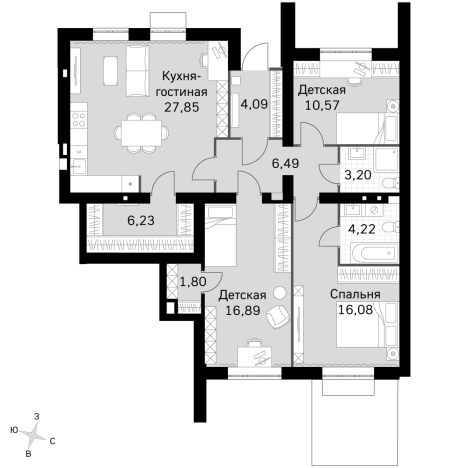 Купить трехкомнатную квартиру в Одинцове. Вариант № 9957472, 0, площадь -  квм, цена 22211370 рублей