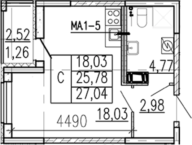 Купить Студию в ЖК Высота в Ленинградской области. Вариант № 9095592, 0, площадь -  квм, цена 4101000 рублей