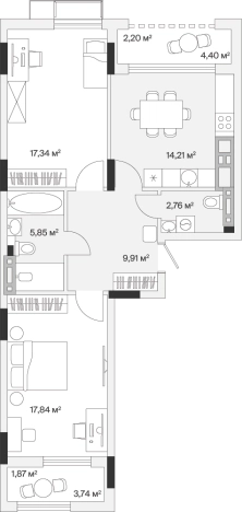Купить квартиру в новостройках на улице Весенняя в Калининграде. Вариант № 100808, 0, площадь -  квм, цена 11524780 рублей