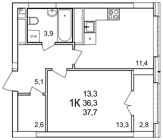 Купить однокомнатную квартиру в ЖК Анкудиновский Парк в Нижегородской области. Вариант № 121218, 0, площадь -  квм, цена 7125300 рублей