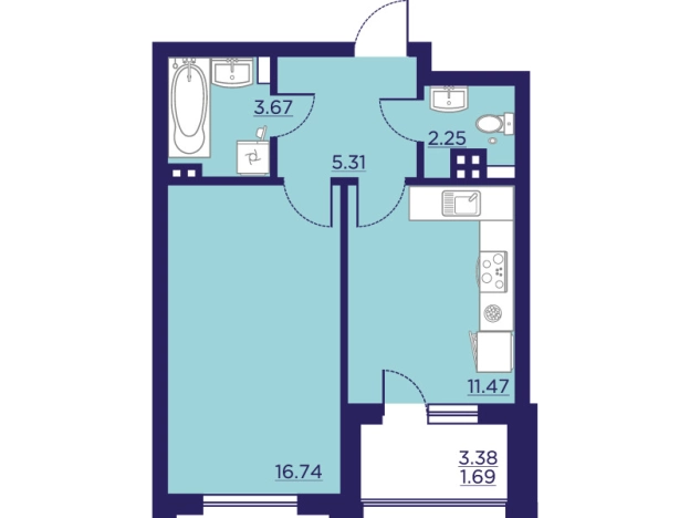 Купить однокомнатную квартиру в ЖК Городские Сады в Воронеже. Вариант № 103228, 0, площадь -  квм, цена 6251760 рублей