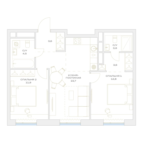 Купить трехкомнатную квартиру в ЖК Детали в Москве. Вариант № 8686510, 0, площадь -  квм, цена 18114625 рублей