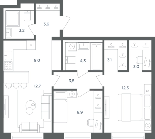 Купить трехкомнатную квартиру в ЖК Равновесие в Московской области. Вариант № 157279, 0, площадь -  квм, цена 14107895 рублей