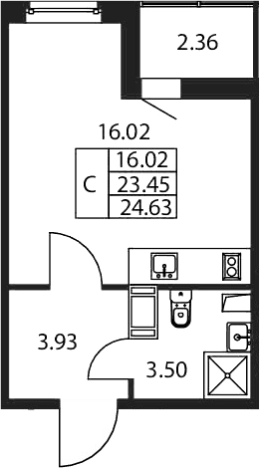 Купить Студию в Мурине. Вариант № 7267429, 0, площадь - квм, цена 5430888 рублей