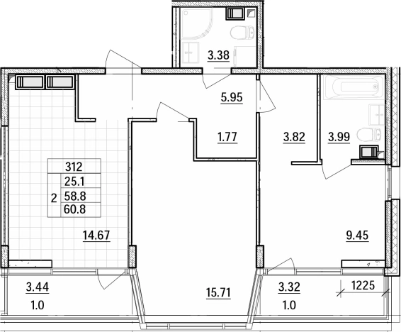Купить двухкомнатную квартиру в районе Приморский в Санкт-Петербурге. Вариант № 1791555, 0, площадь -  квм, цена 18088000 рублей