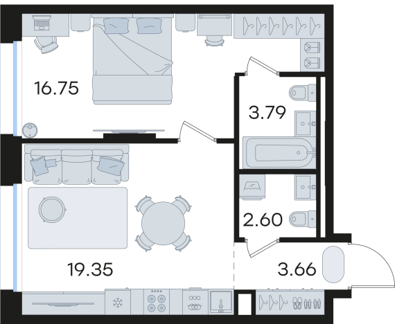 Купить однокомнатную квартиру в ЖК GloraX Premium Гребной Канал в Нижнем Новгороде. Вариант № 9337248, 0, площадь -  квм, цена 13418917 рублей