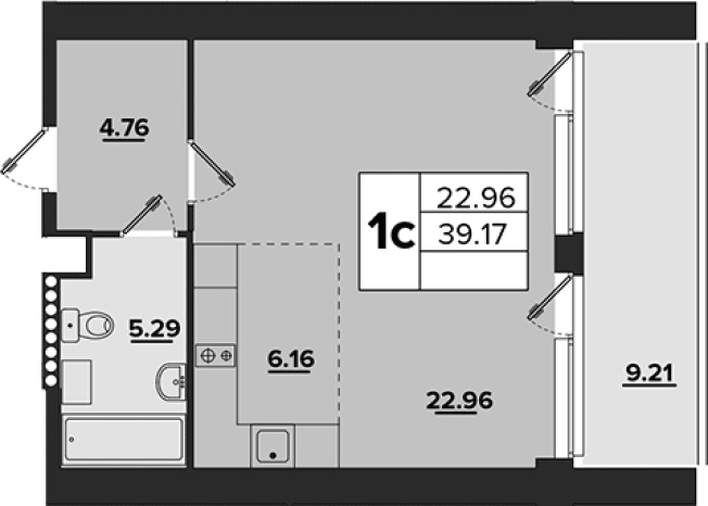 . Вариант № 97248, 0, площадь - 39.16 квм, цена 17742420 рублей