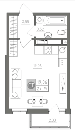 Купить Студию в Тульской области. Вариант № 72862, 0, площадь -  квм, цена 3111646 рублей