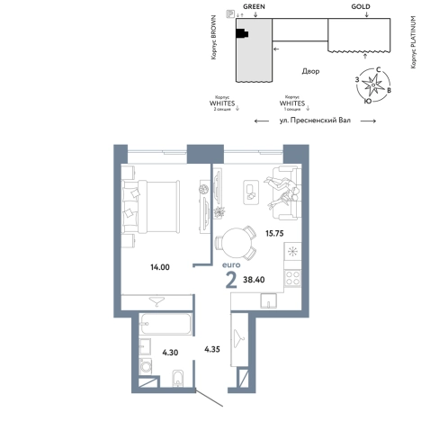 Купить квартиру на улице Пресненский Вал в Москве. Вариант № 10442011, 0, площадь -  квм, цена 35509400 рублей