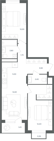 Купить трехкомнатную квартиру в Одинцове. Вариант № 160639, 0, площадь -  квм, цена 10052951 рублей