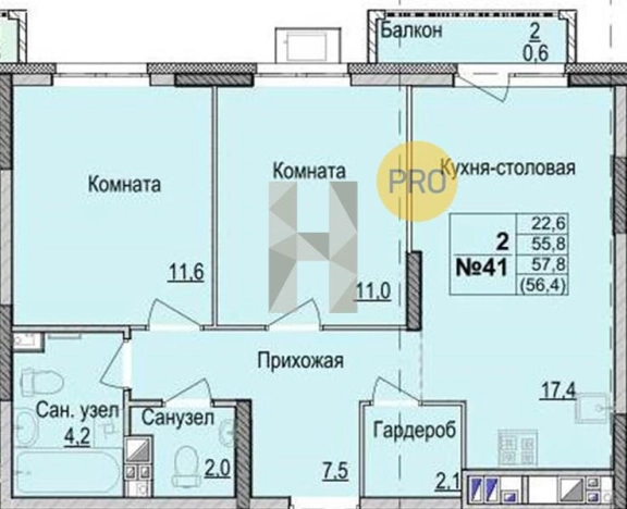 Купить двухкомнатную квартиру в Микрорайоне 2-й, жилой район Культбаза в Ижевске. Вариант № 66177, 0, площадь -  квм, цена 4457000 рублей
