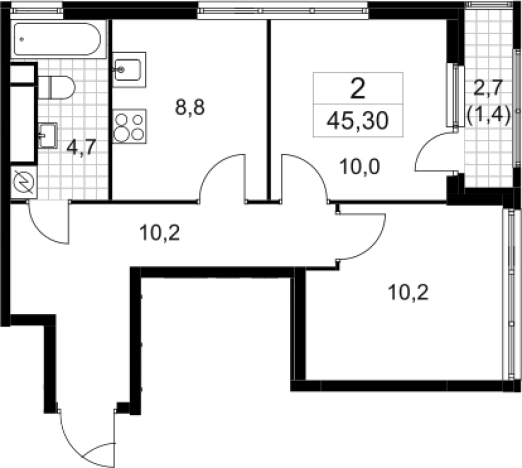 . Вариант № 4205170, 0, площадь - 43.9 квм, цена 12994969 рублей
