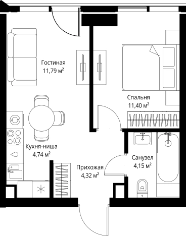 Купить однокомнатную квартиру у метро Хорошево в Москве. Вариант № 350616, 0, площадь -  квм, цена 29338400 рублей
