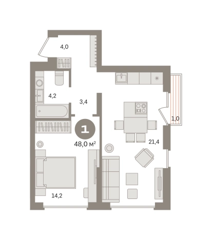 Купить однокомнатную квартиру в новостройках в Видном. Вариант № 8555474, 0, площадь - квм, цена 10290000 рублей