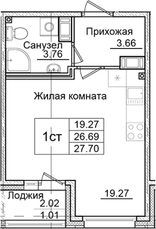 Купить Студию в новостройках в ЖК Квартал Заречье в Санкт-Петербурге. Вариант № 6707900, 0, площадь -  квм, цена 4976369 рублей