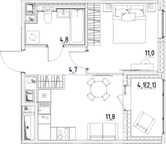 Купить однокомнатную квартиру в ЖК Янила Forest в Ленинградской области. Вариант № 7838391, 0, площадь -  квм, цена 6047520 рублей