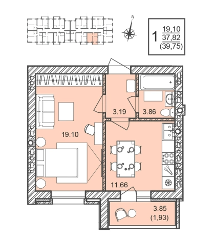 Купить однокомнатную квартиру в ЖК Александровский сад в Воронежской области. Вариант № 1166526, 0, площадь -  квм, цена 4968750 рублей
