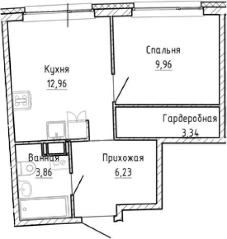 Купить однокомнатную квартиру в ЖК Аквилон RIVA в Мурине. Вариант № 8928795, 0, площадь -  квм, цена 6532185 рублей
