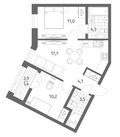 Купить трехкомнатную квартиру в ЖК NEWПИТЕР в Ленинградской области. Вариант № 6057862, 0, площадь -  квм, цена 11455000 рублей