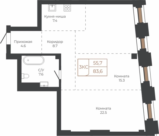 Купить квартиру в Барнауле. Вариант № 6841309, 0, площадь -  квм, цена 22700310 рублей