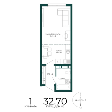 Купить однокомнатную квартиру в Микрорайоне Пенза-2, Железнодорожный район в Пензе. Вариант № 5388744, 0, площадь -  квм, цена 3008400 рублей