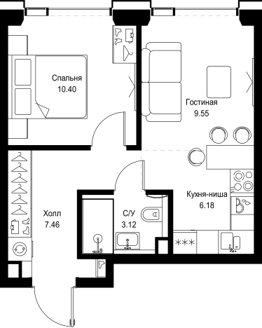 Купить однокомнатную квартиру в новостройках у метро Давыдково в Москве. Вариант № 10349766, 0, площадь -  квм, цена 23912894 рублей