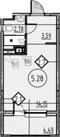 Купить квартиру в новостройках в районе Невский в Санкт-Петербурге. Вариант № 4163042, 0, площадь -  квм, цена 5859211 рублей