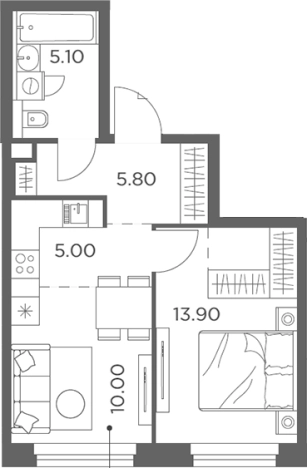 . Вариант № 188090, 0, площадь - 39.8 квм, цена 8569935 рублей